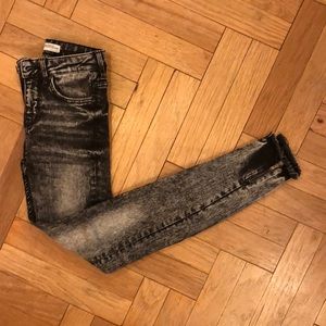 Zara Distressed Grey/Black Retro Skinny Jeans